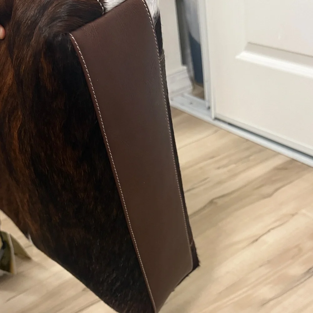 Elegant Brown and White Shoulder Bag. Made in Italy real leather - Picture 5 of 5